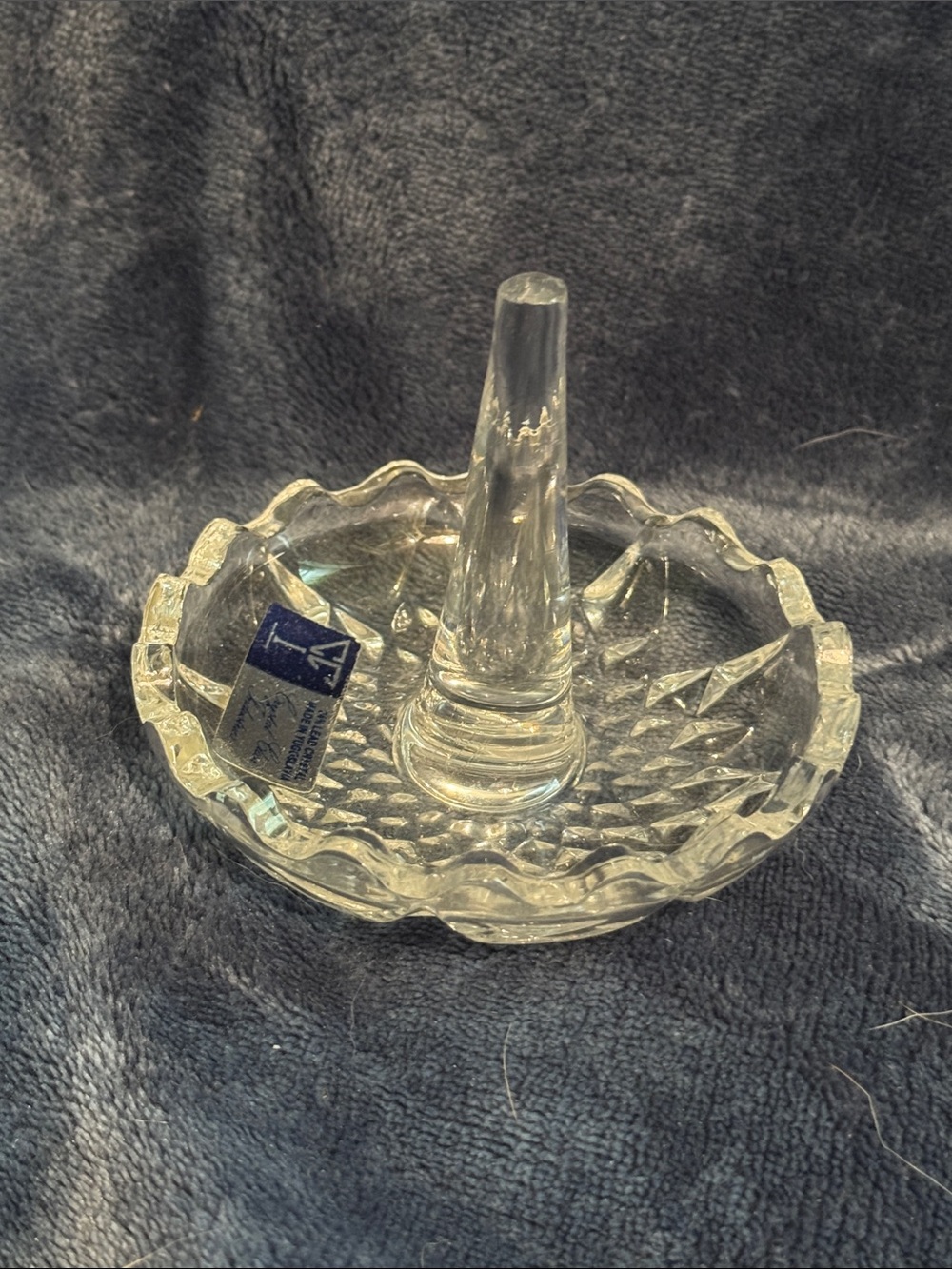 Vintage Kristal Xajecar Lead Crystal Ring Dish Holder